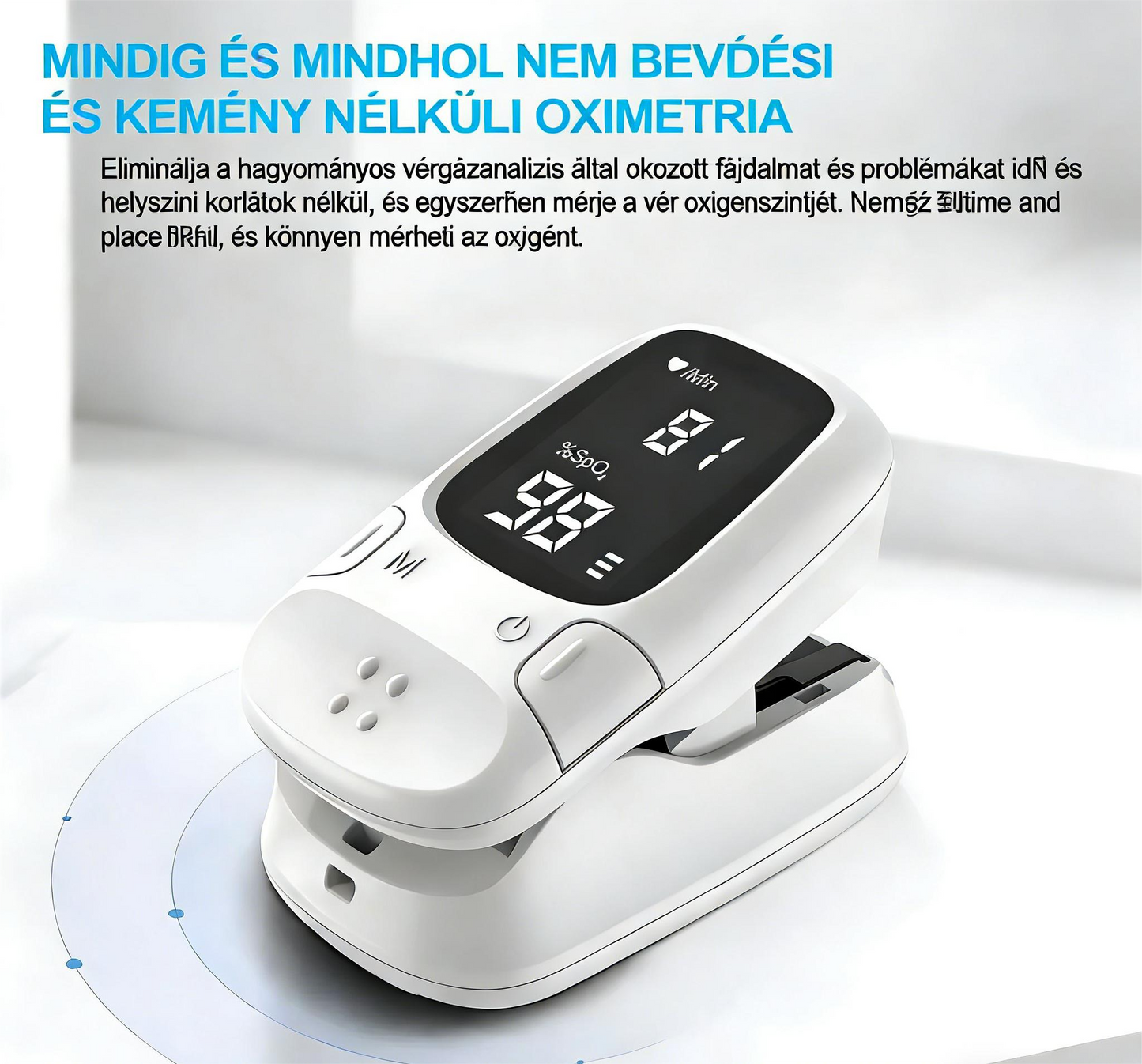 💓 Búcsút inthet a fájdalmas tűszúrásoknak! Precíziós pulzoximéter 35–99% közötti széles mérési tartománnyal, amely egy pillantásra világos adatokat jelenít meg.🌟