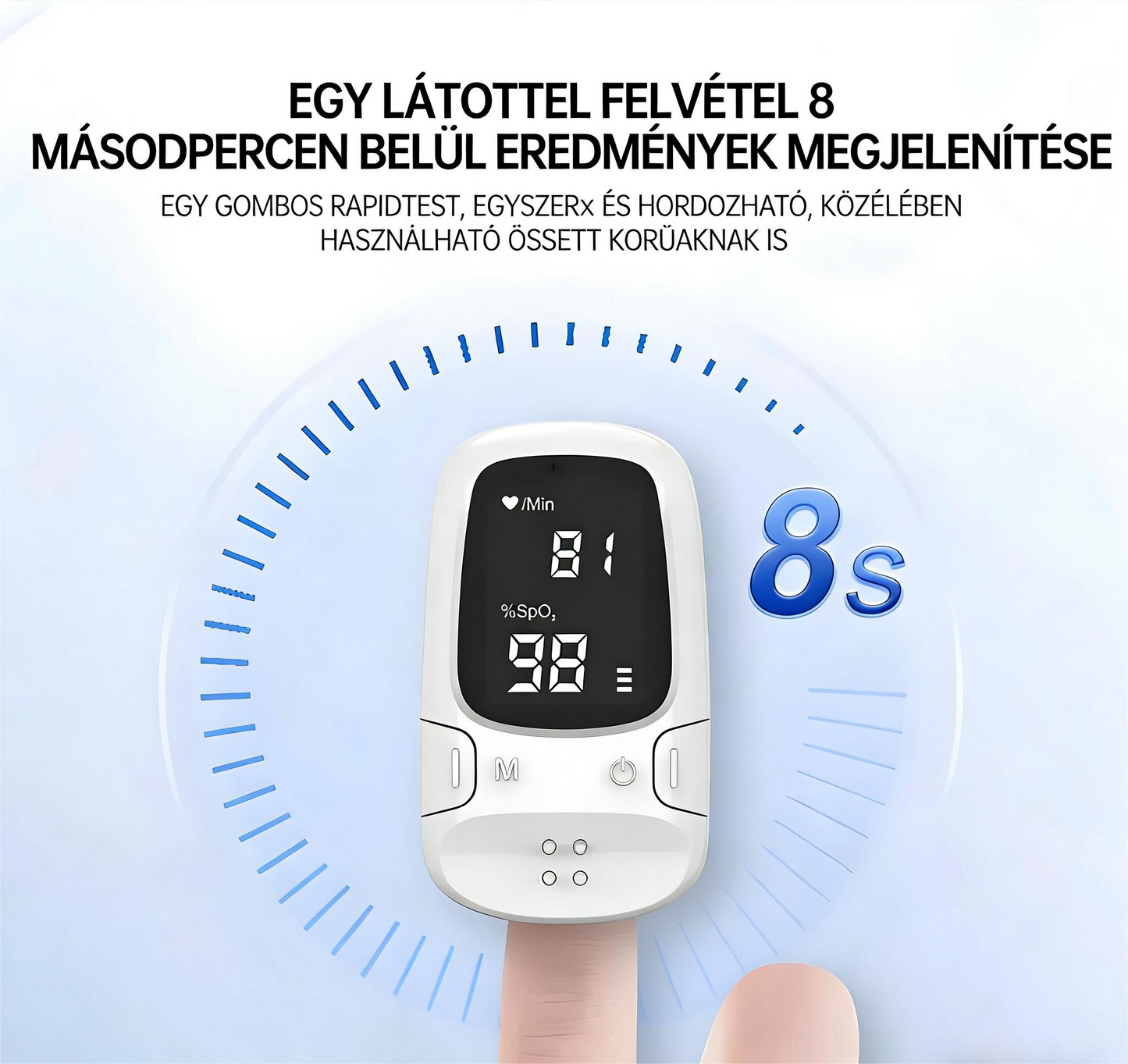 💓 Búcsút inthet a fájdalmas tűszúrásoknak! Precíziós pulzoximéter 35–99% közötti széles mérési tartománnyal, amely egy pillantásra világos adatokat jelenít meg.🌟