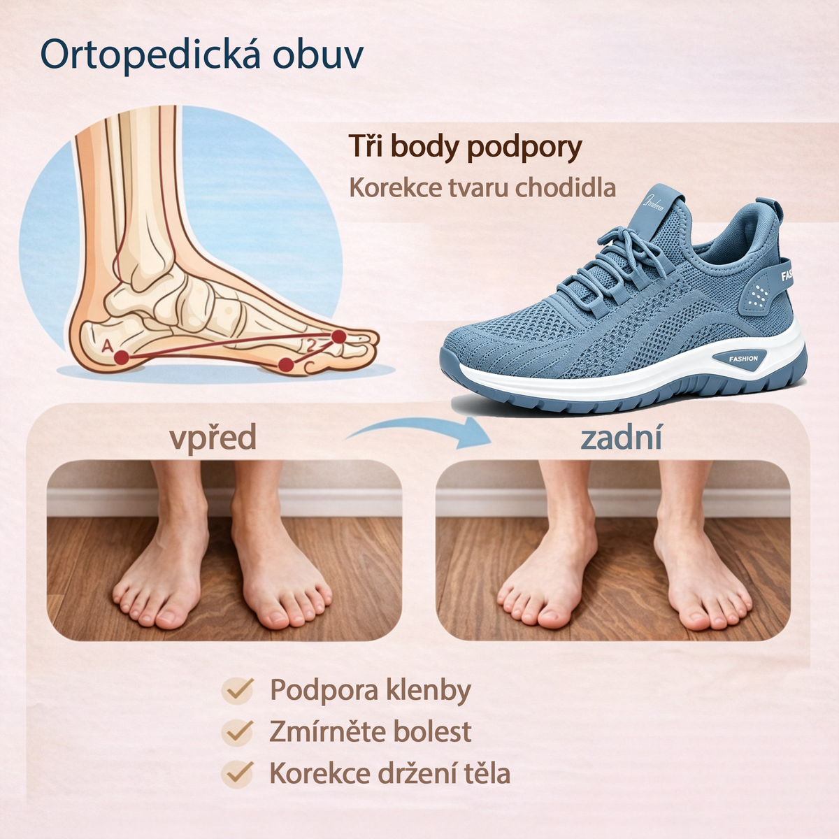 Ortopedická obuv SHELLSEN® 🔥 50% sleva ⏰ Letní vycházková obuv speciálně navržená pro ženy s oporou klenby 👞 Snadno ulevuje od bolesti nohou ✅ Pohodlná a prodyšná