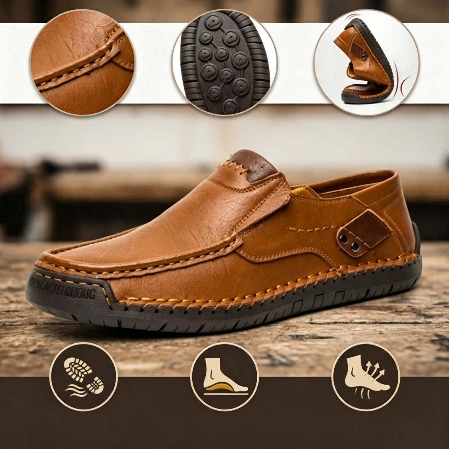 Mocasines de Cuero Premium - Comodidad y Estilo-Diseño ergonómico con soporte de arco, impermeables y antideslizantes. 🔥 ¡50% de descuento por tiempo limitado!