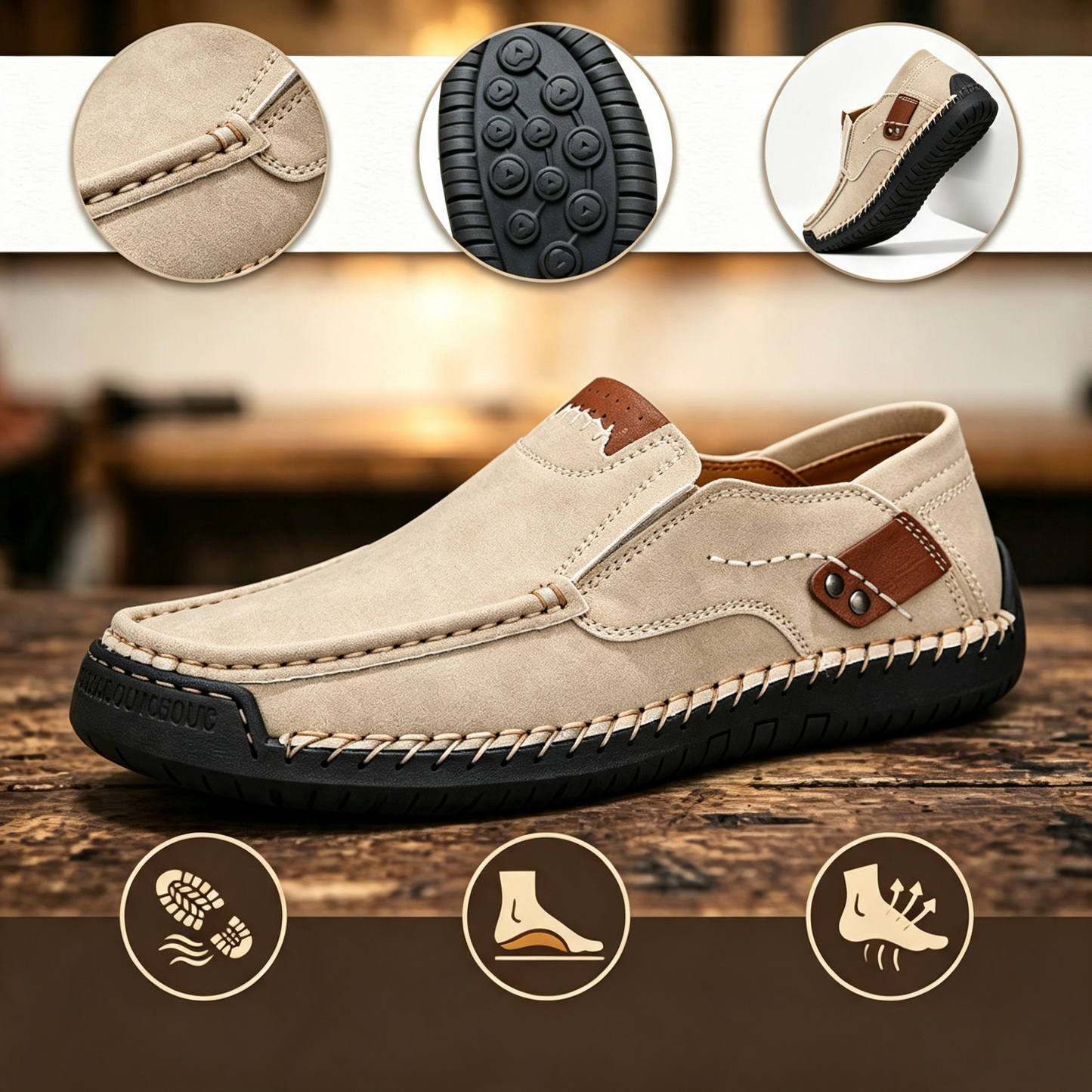 Mocasines de Cuero Premium - Comodidad y Estilo-Diseño ergonómico con soporte de arco, impermeables y antideslizantes. 🔥 ¡50% de descuento por tiempo limitado!
