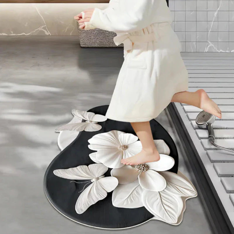 🌸 3D Valósághű Szőnyeg: Csúszásgátló + Nedvszívó – Fürdőszoba/Konyha! ✨