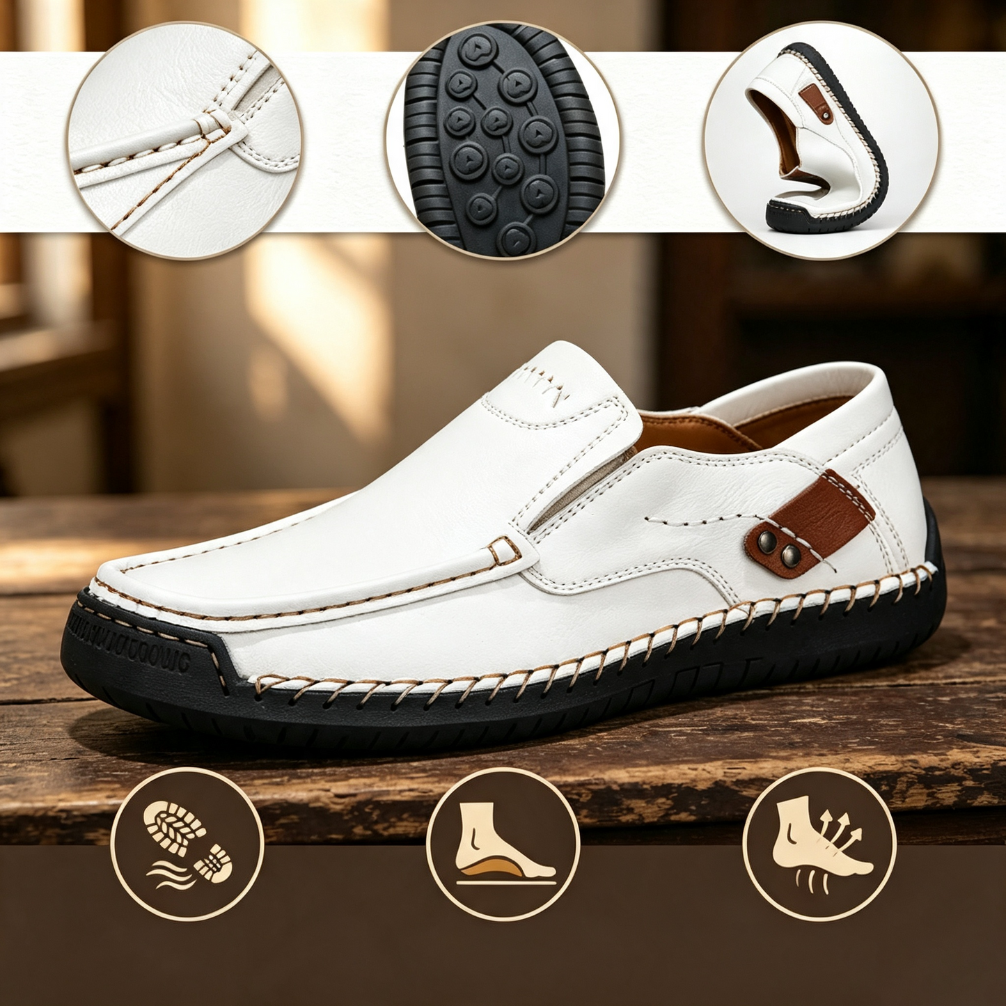 Mocasines de Cuero Premium - Comodidad y Estilo-Diseño ergonómico con soporte de arco, impermeables y antideslizantes. 🔥 ¡50% de descuento por tiempo limitado!