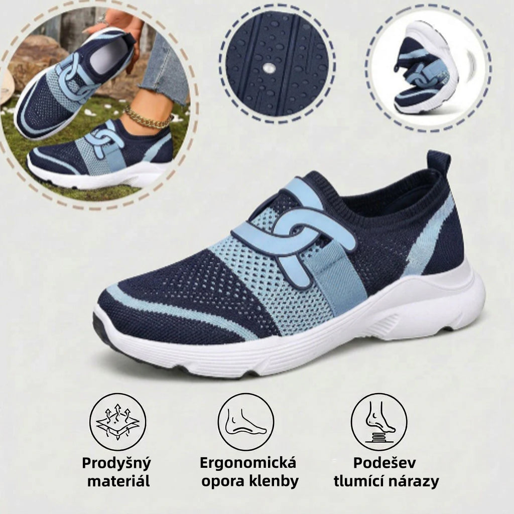 Ortopedyczne buty sportowe z siatki: z podparciem łuku stopy łagodzącym ból; miękkie wyściełanie.