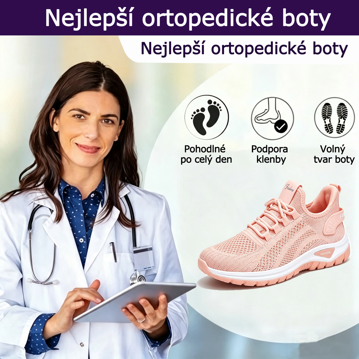 Ortopedická obuv SHELLSEN® 🔥 50% sleva ⏰ Letní vycházková obuv speciálně navržená pro ženy s oporou klenby 👞 Snadno ulevuje od bolesti nohou ✅ Pohodlná a prodyšná
