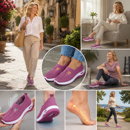 Ortopedická obuv SHELLSEN® 🔥50% sleva🎁: Prodyšné boty bez tkaniček z flypleteného materiálu, měkká a polstrovaná podrážka, pohodlné pro celodenní nošení