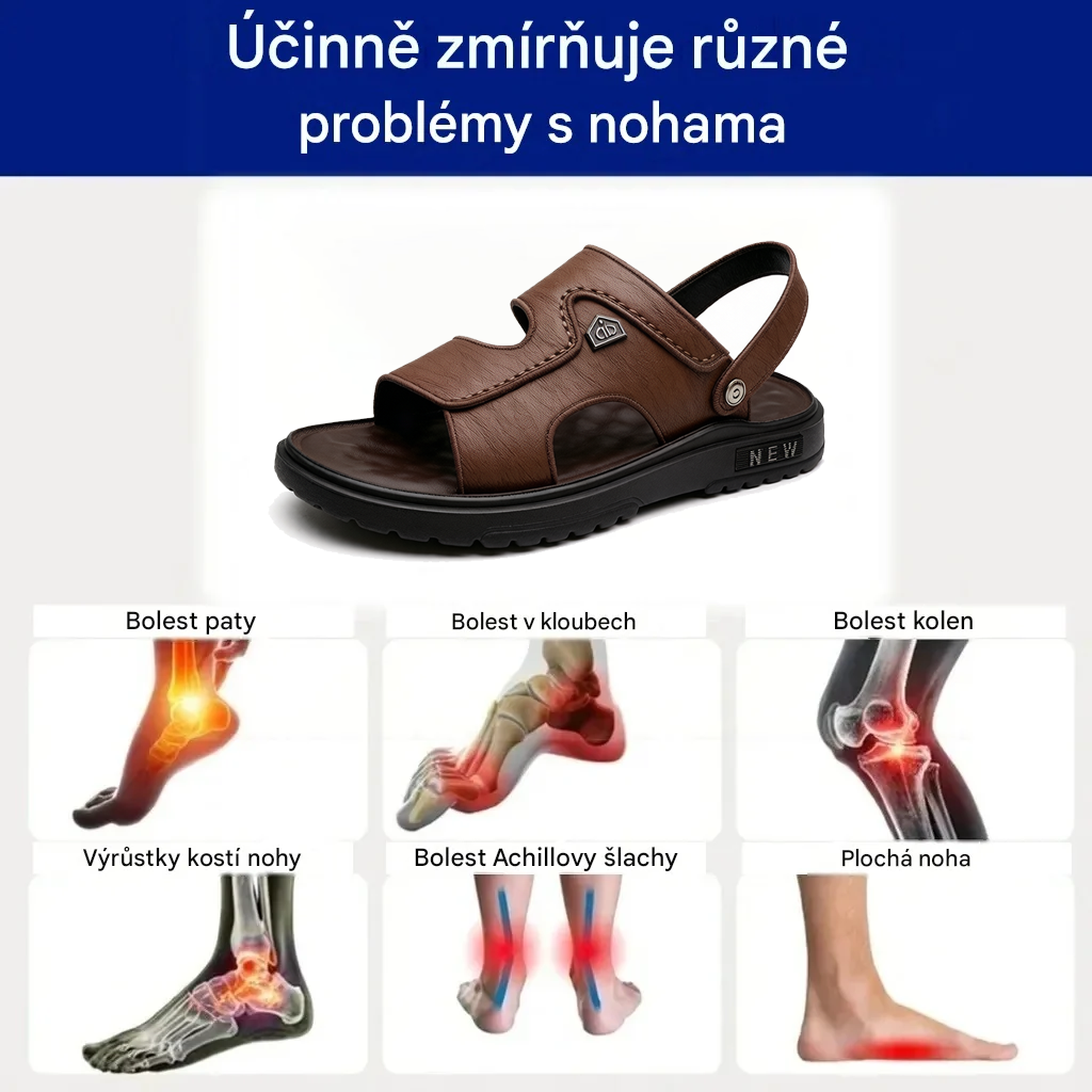 (🔥Letní speciál - Časově omezená sleva 50 %) Klasické letní pánské kožené sandály, které kombinují oporu a prodyšnost✅ Snižují tlak při chůzi, takže chůze je snazší a pohodlnější.