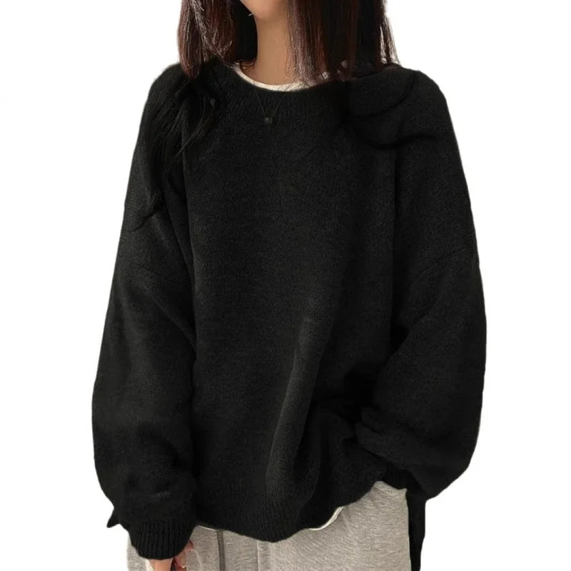 Női hasított szegélyű pulóver – puha, elegáns és stílusos | laza szabás lámpás ujjakkal