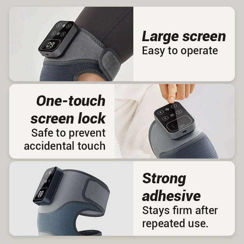 Fűtött térdmasszírozó – hőterápia + vibrációs masszázs + hosszú akkumulátor-élettartam