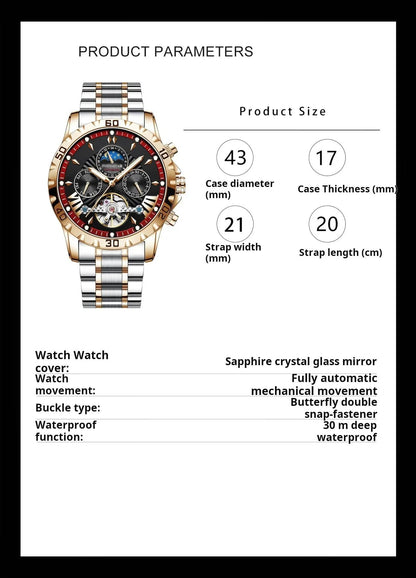 🌟 Mechanikus vízálló karóra: Zafírüveg + 30 méteres vízállóság, Minden alkalomra!