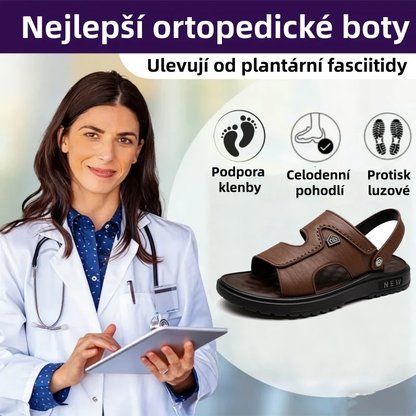(🔥Letní speciál - Časově omezená sleva 50 %) Klasické letní pánské kožené sandály, které kombinují oporu a prodyšnost✅ Snižují tlak při chůzi, takže chůze je snazší a pohodlnější.